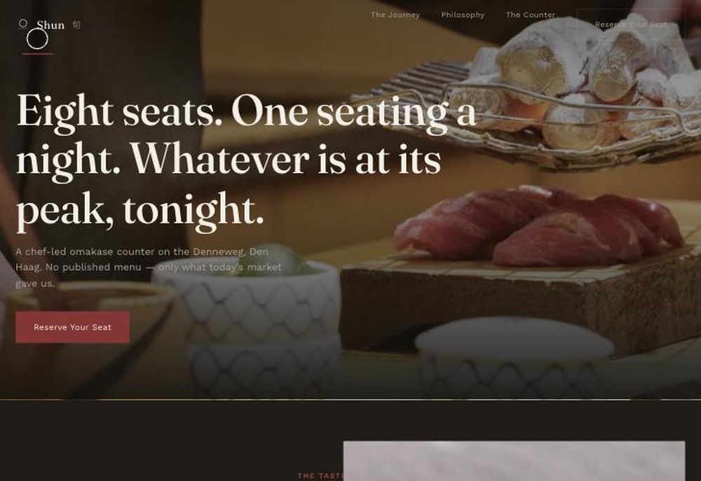 Shun Omakase — Den Haag restaurantwebsite homepage